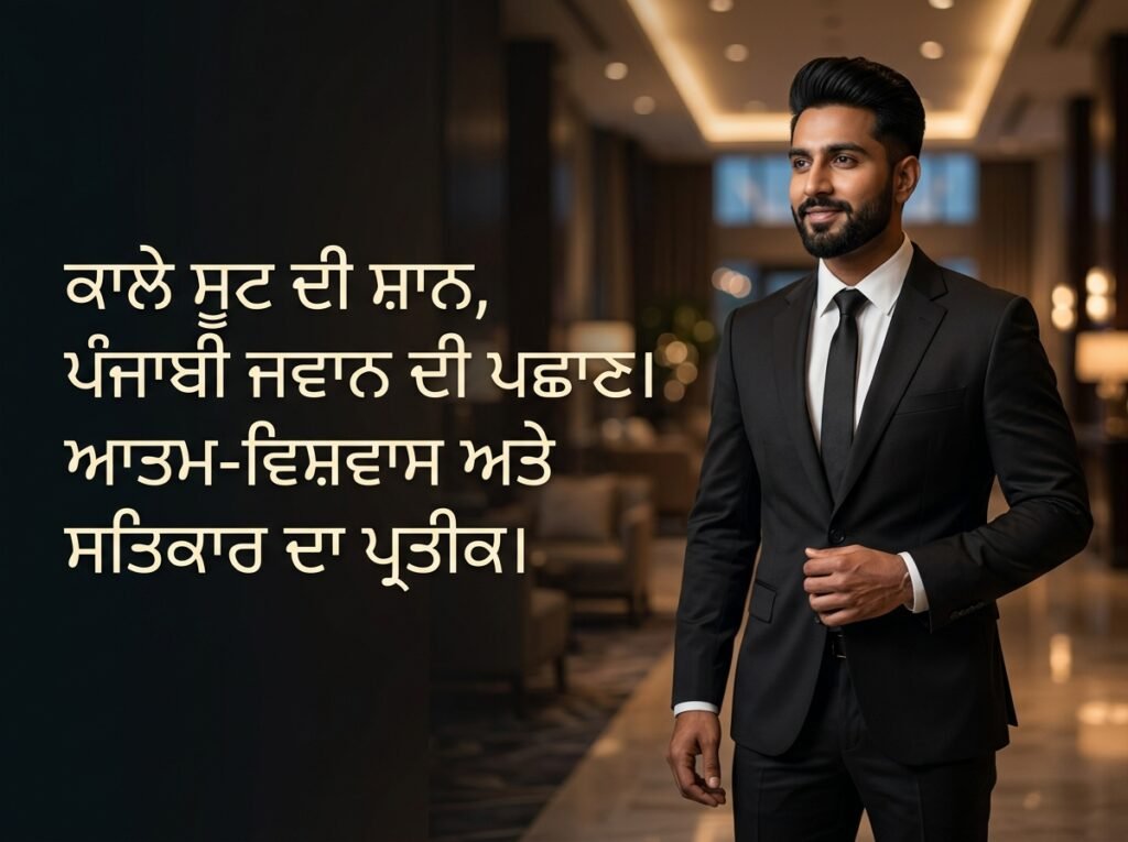 caption for black suit in punjabi