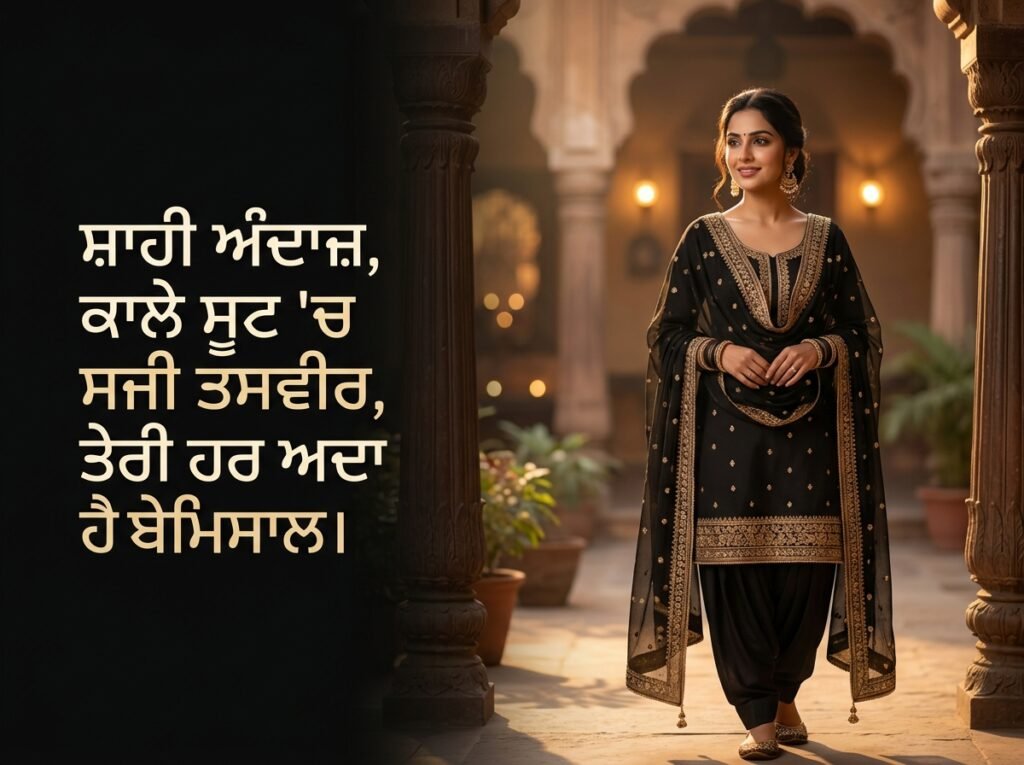 caption for black suit in punjabi