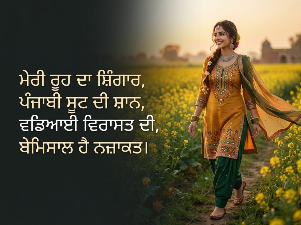 caption on salwar suit in punjabi